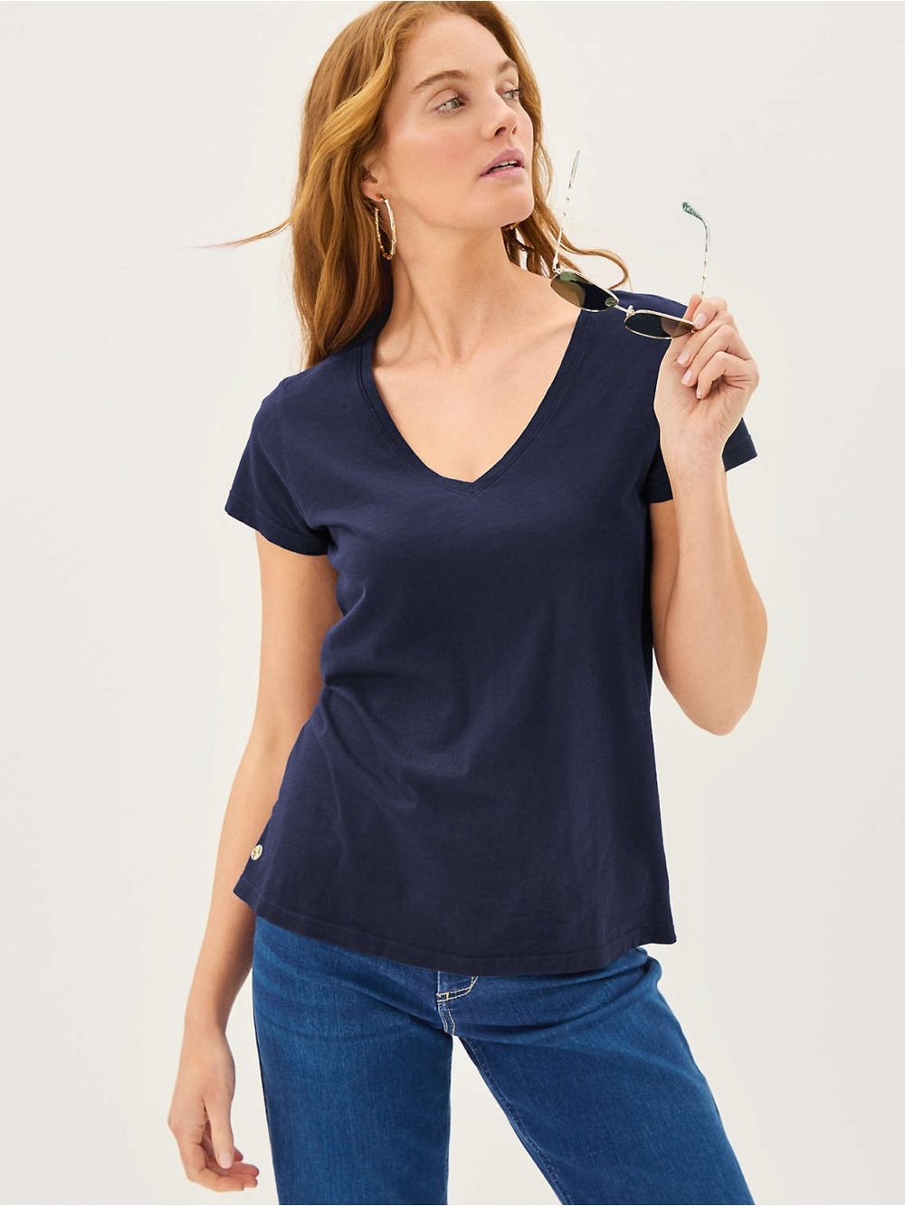 Lilly Pulitzer Meredith Navy V-Neck Short Sleeve Tee